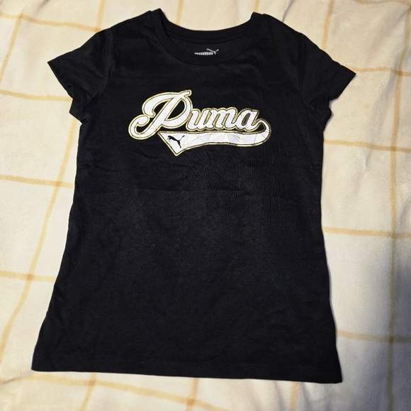 Puma Kids Black Tee with Gold Logo - Picture 1 of 4
